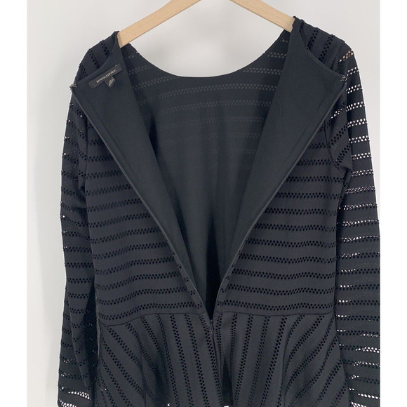 Banana Republic Black Mesh Peplum Long Sleeve Blouse M - Picture 6 of 13